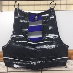 B&W sports bra with ladder back design